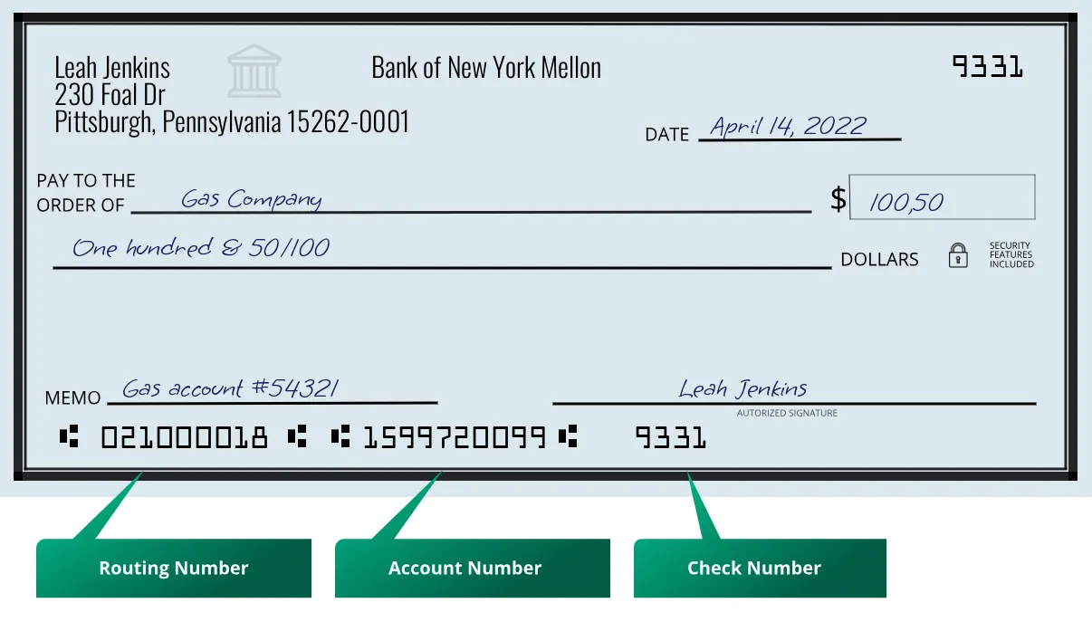 Where to find Bank of New York Mellon routing number on a paper check?