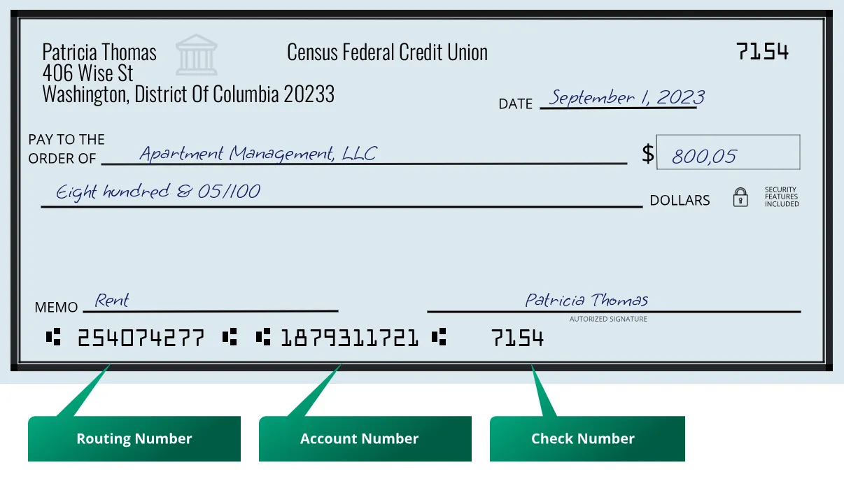 Where to find Census Federal Credit Union routing number on a paper check?