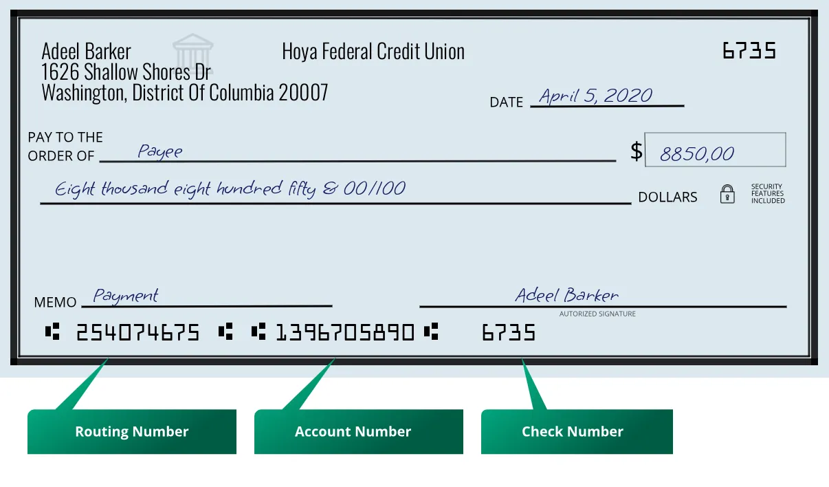Where to find Hoya Federal Credit Union routing number on a paper check?