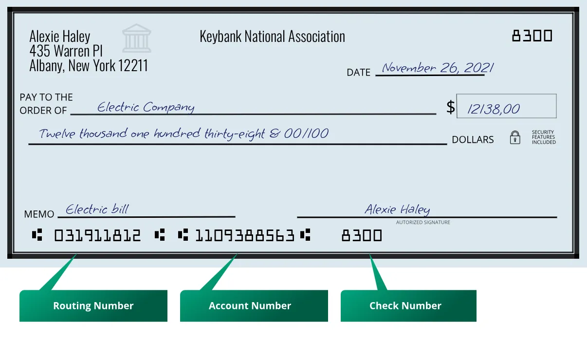 031911812 routing number Keybank National Association Albany