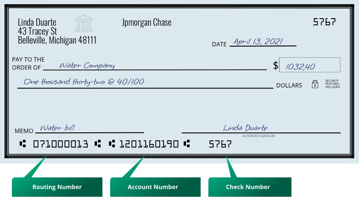 071000013 routing number on a paper check