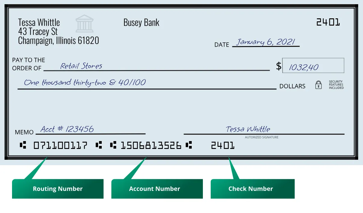 071100117 routing number Busey Bank Champaign