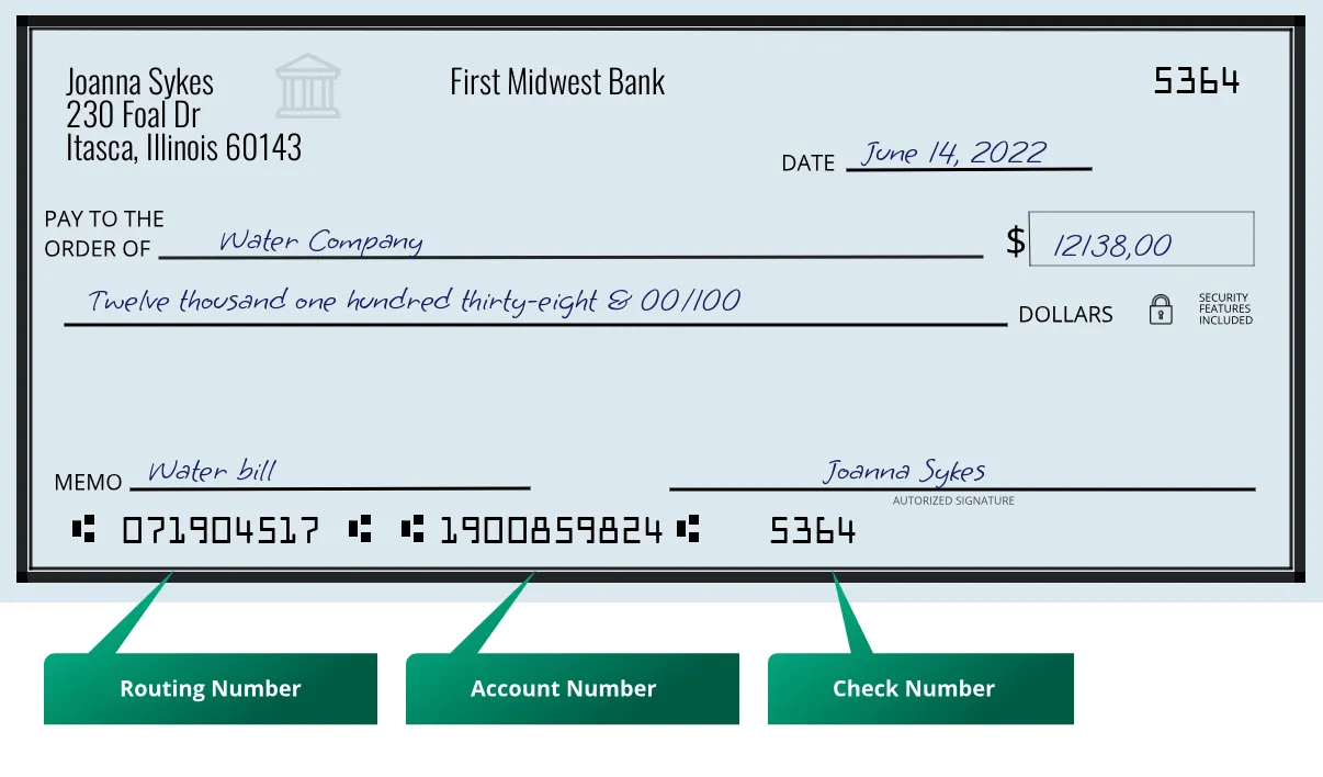 071904517 routing number First Midwest Bank Itasca