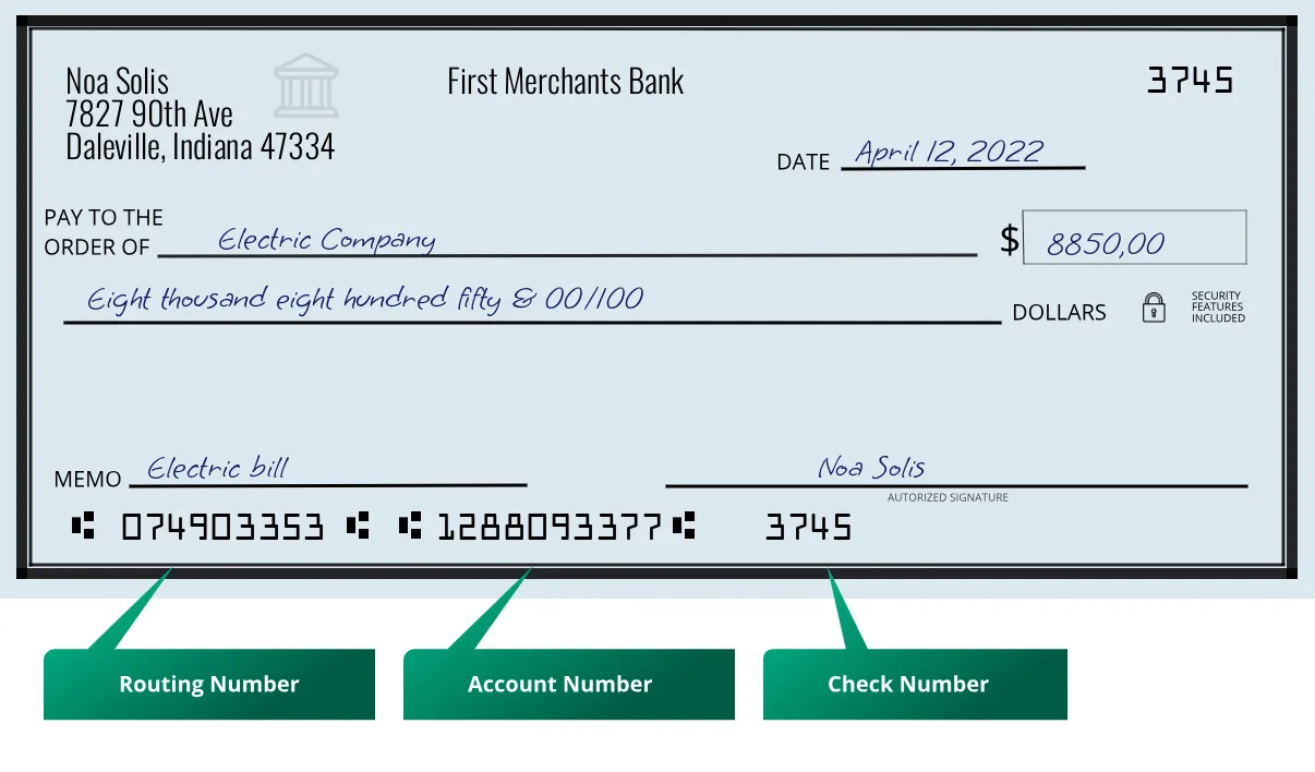 074903353 routing number First Merchants Bank Daleville