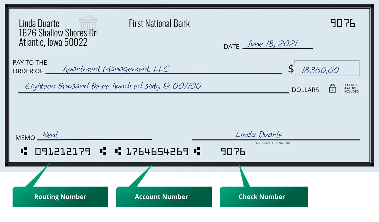 091212179 routing number First National Bank Atlantic