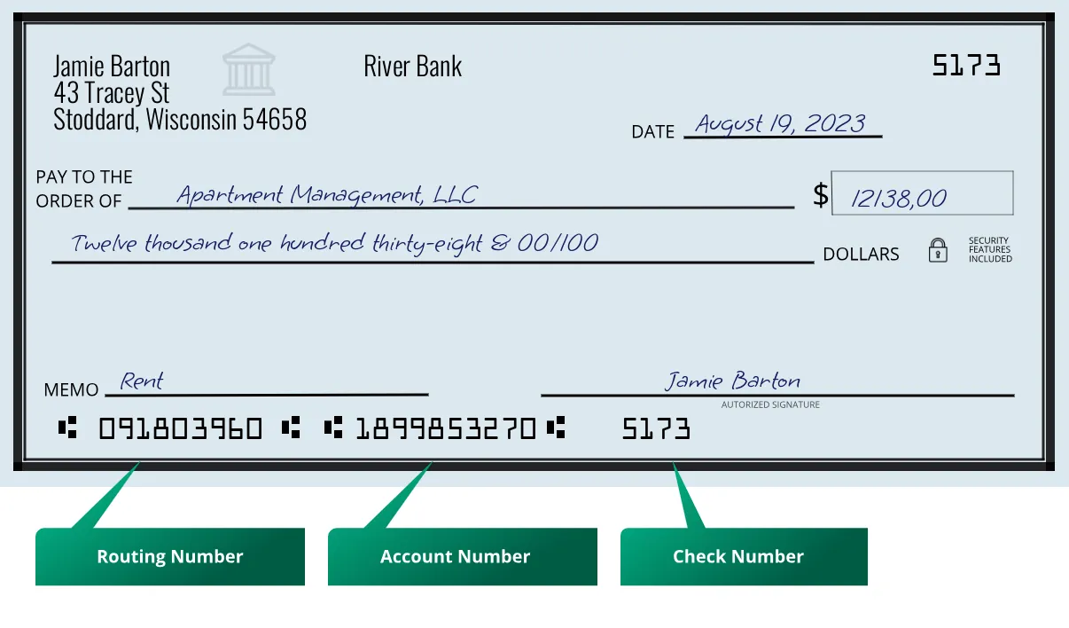 091803960 routing number River Bank Stoddard