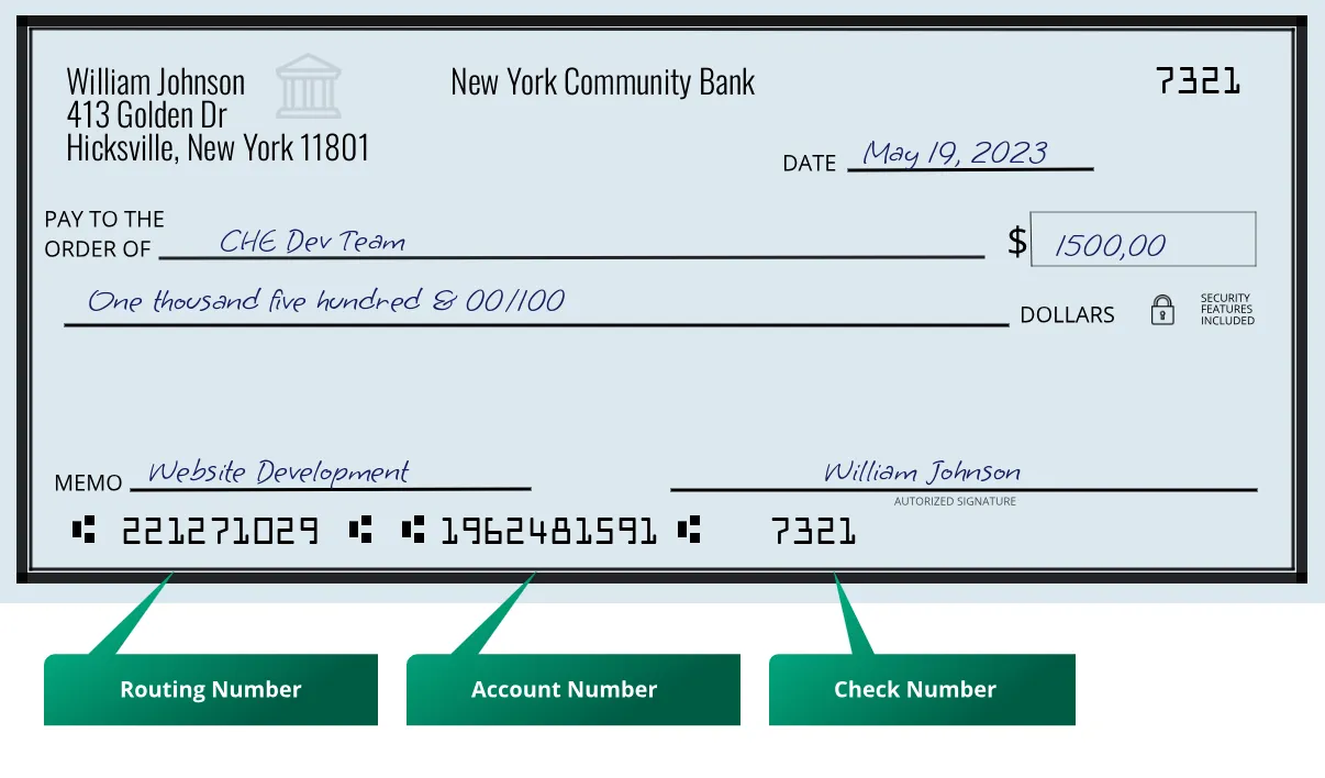 221271029 routing number New York Community Bank Hicksville