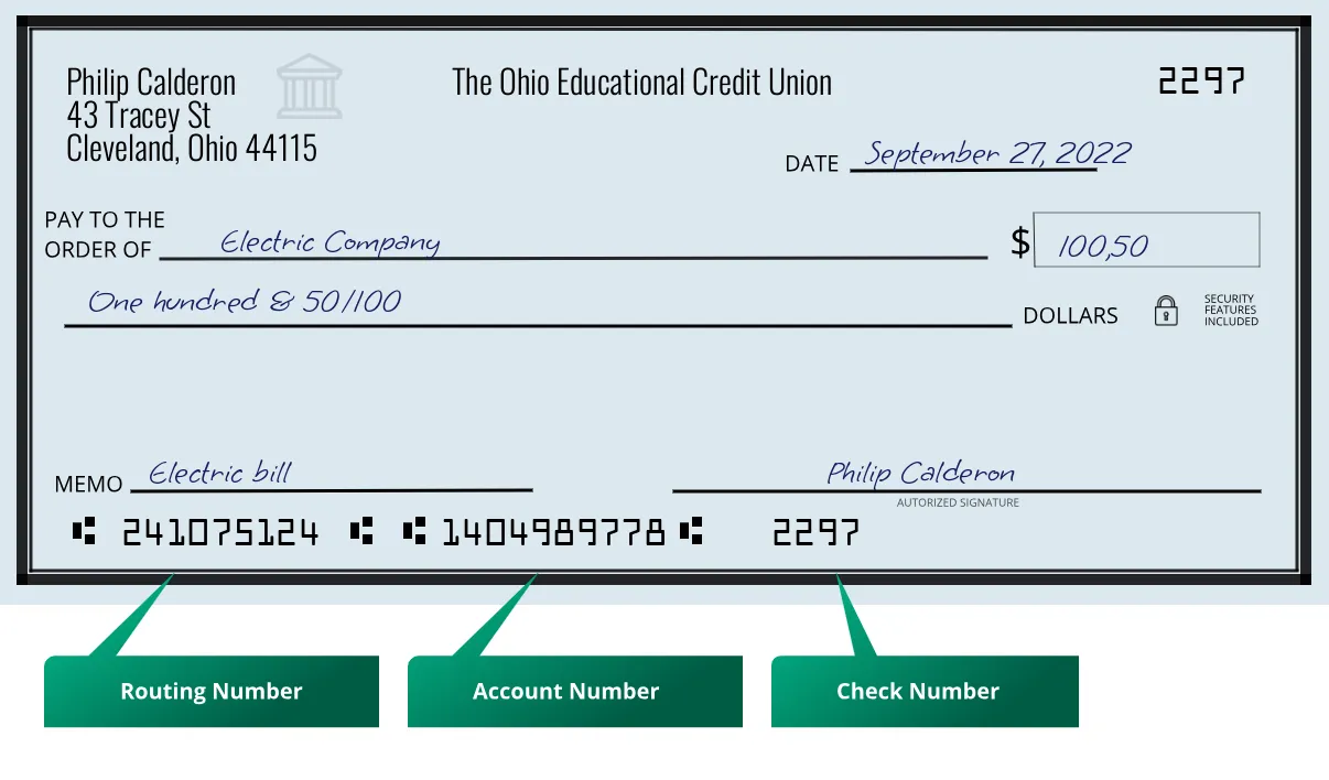 241075124 routing number The Ohio Educational Credit Union Cleveland