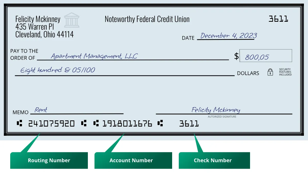 241075920 routing number Noteworthy Federal Credit Union Cleveland