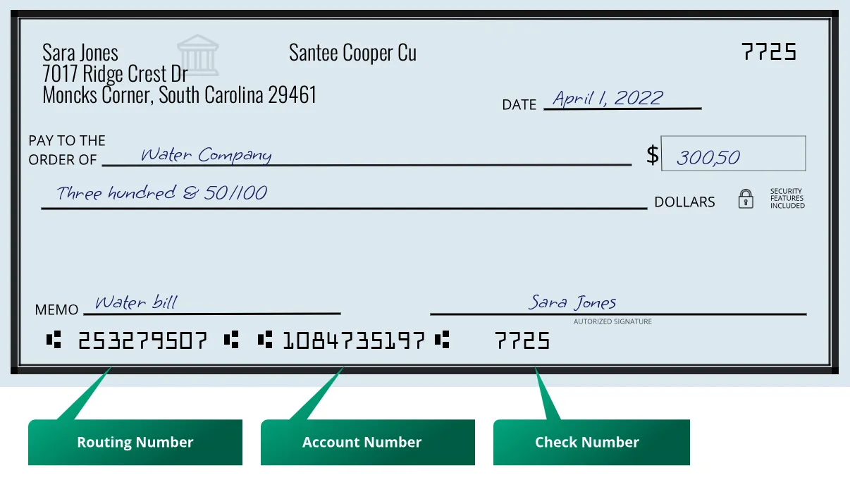 253279507 routing number on a paper check