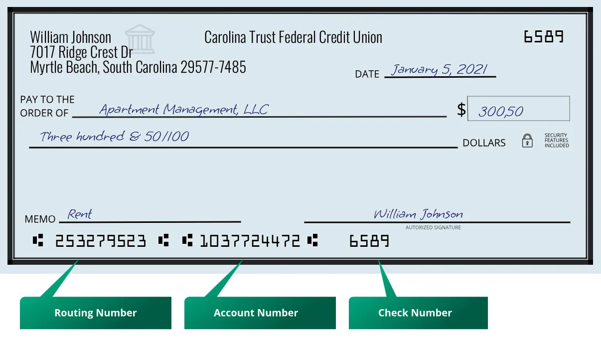 253279523 routing number on a paper check