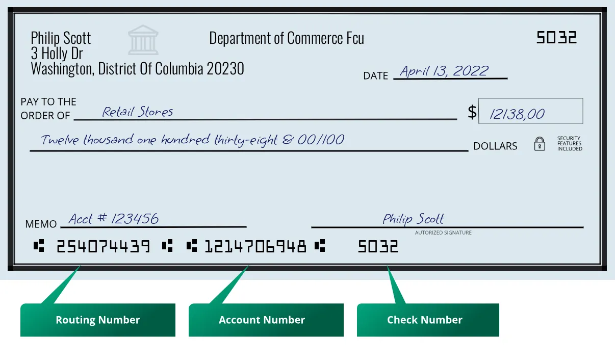 254074439 routing number on a paper check