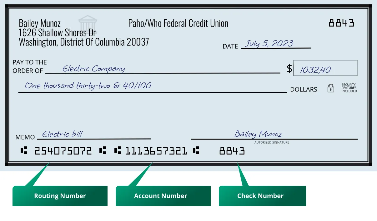 254075072 routing number Paho/who Federal Credit Union Washington