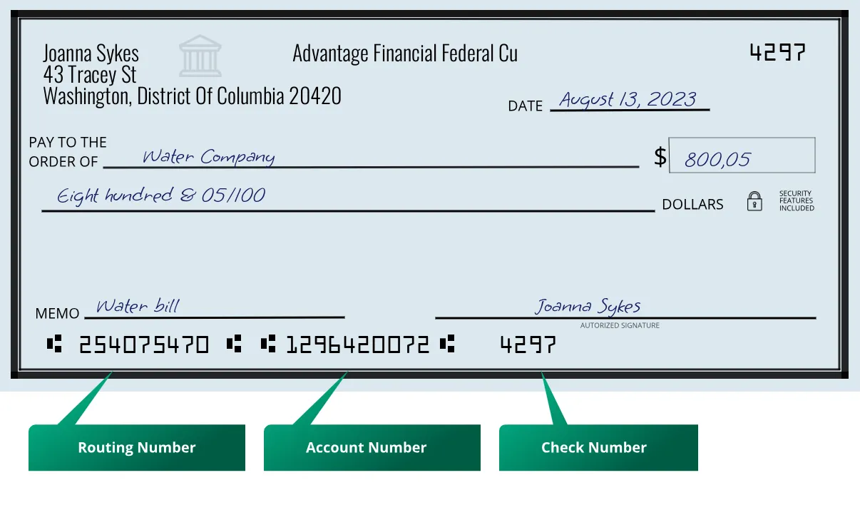 254075470 routing number on a paper check