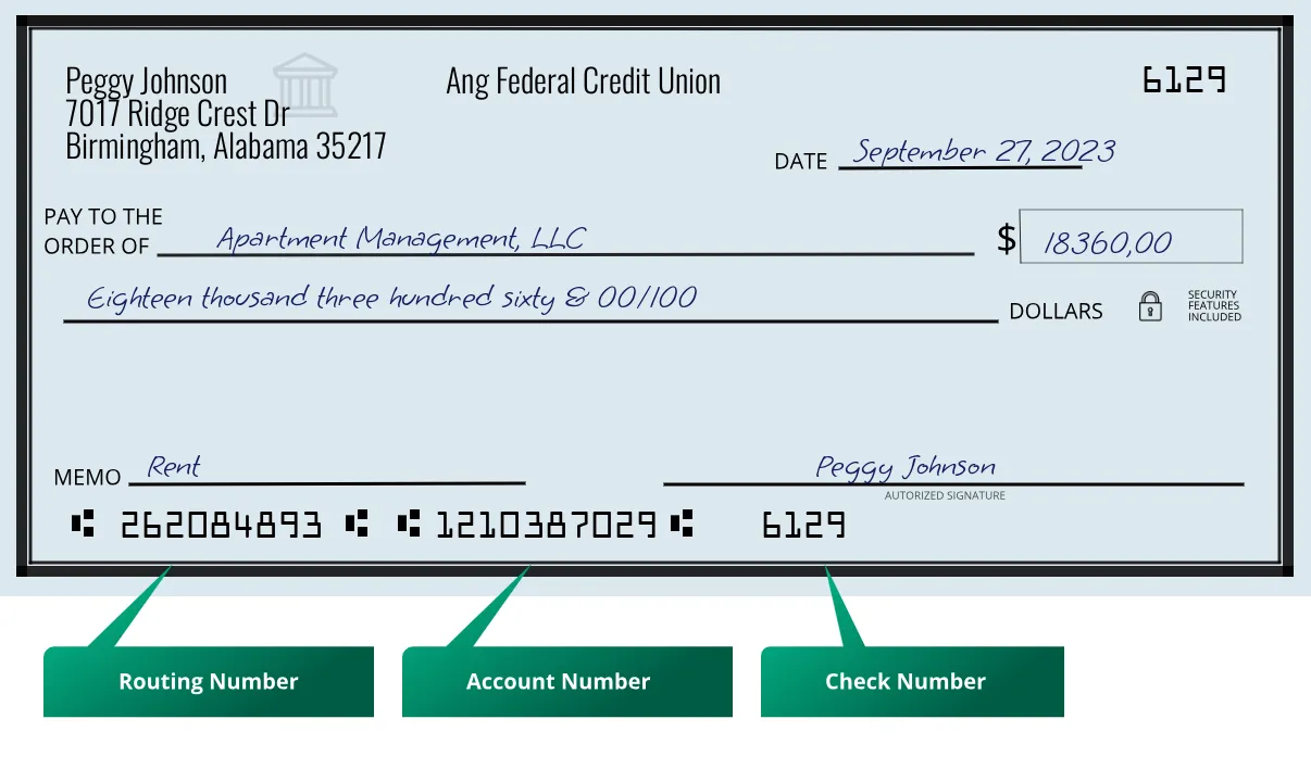 262084893 routing number Ang Federal Credit Union Birmingham
