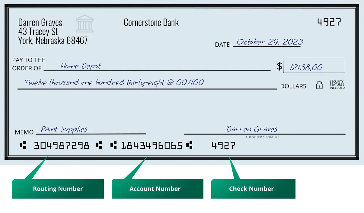304987298 routing number on a paper check