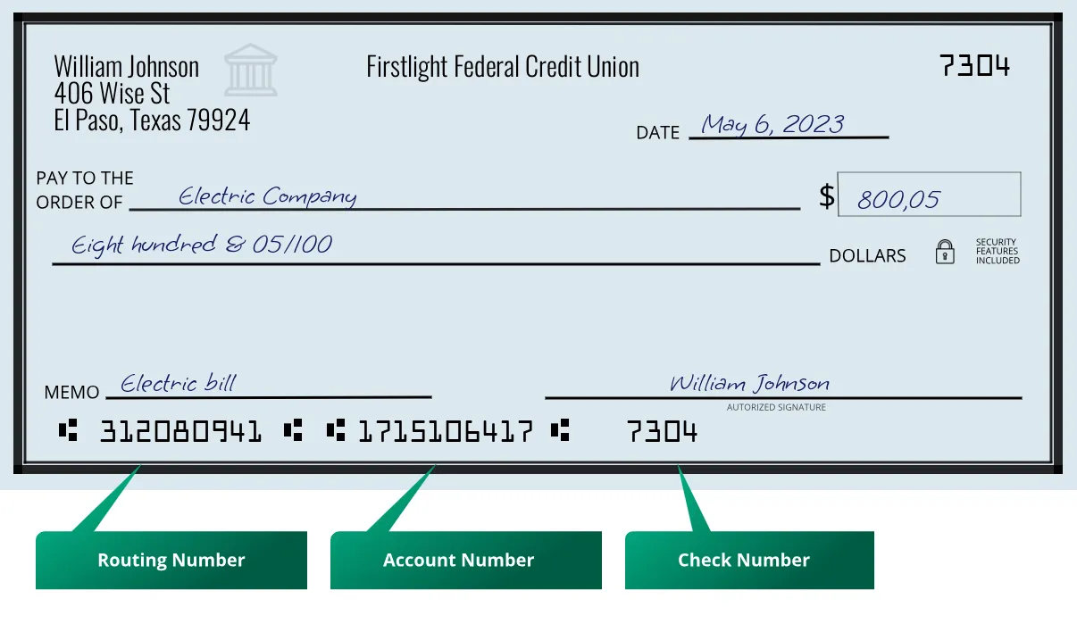 312080941 routing number Firstlight Federal Credit Union El Paso