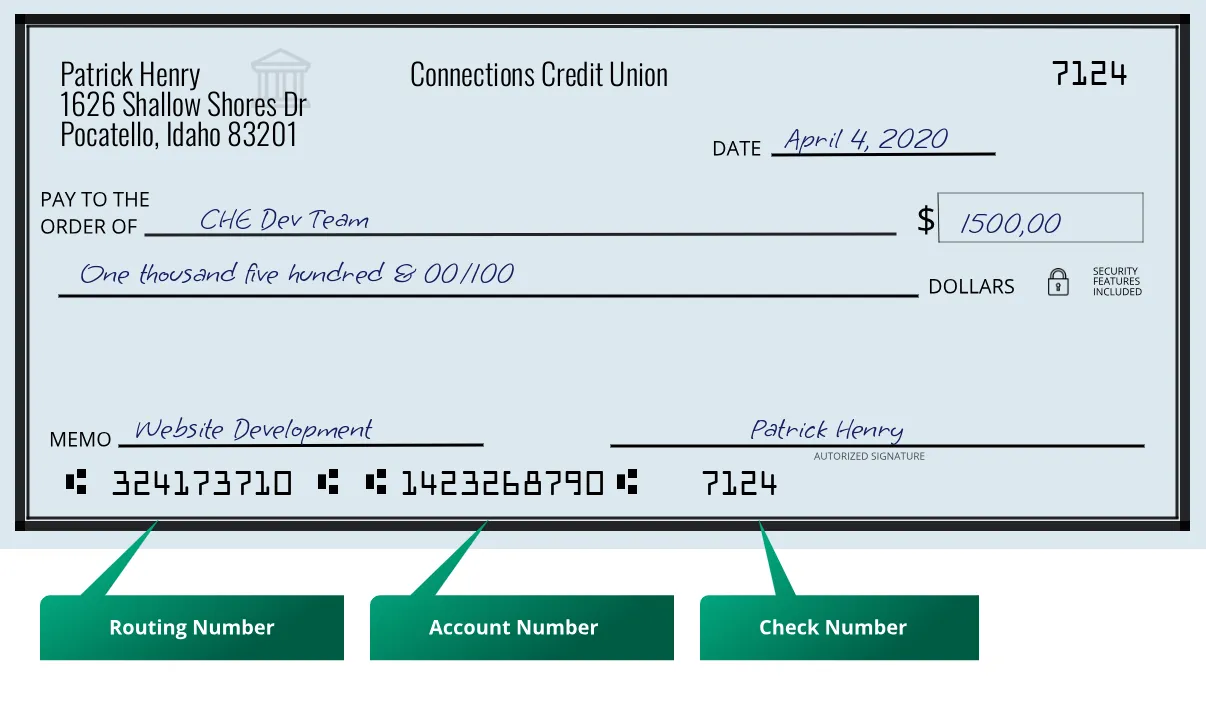 324173710 routing number Connections Credit Union Pocatello